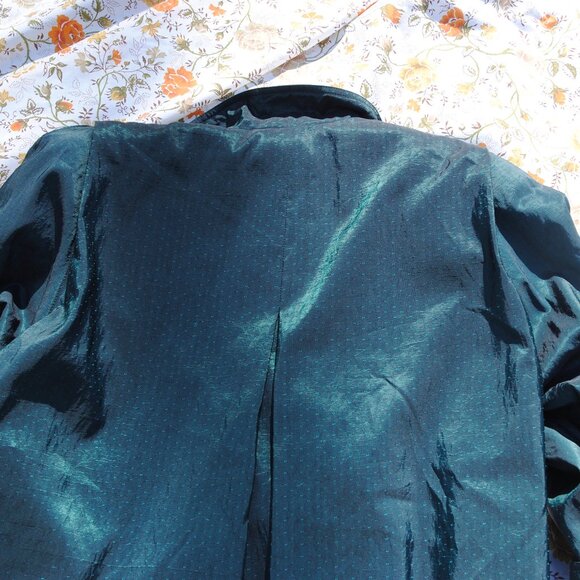 80s Raincoat with Zip Out Liner iridescent blue, Swing Style trench coat Sz 8 - Picture 7 of 7